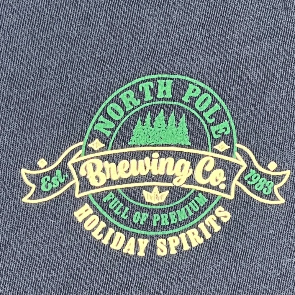 J.Crew North Pole Brewing Co Crewneck Shirt Mens M Navy Holiday Spirits Graphic